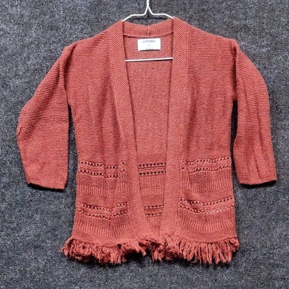 Old Navy Cardigan Kids Small 6-7 Summer Sienna Excellent Fringe Pointelle Knit